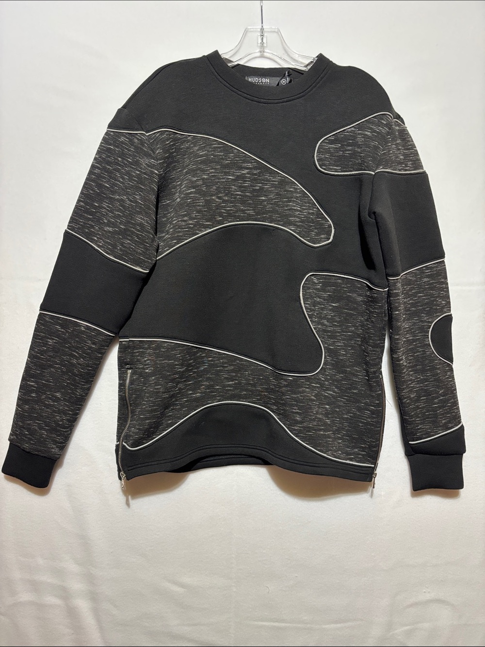 Hudson Outerwear Multi-Texture Panel Crewneck Sweatshirt Mens Size Medium